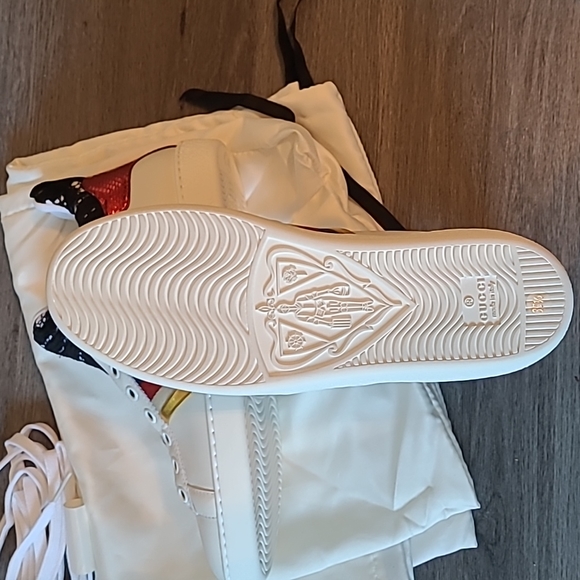 Gucci high top slide on sneakers shoes lace trim 35 1/2 NBW New - Picture 6 of 7
